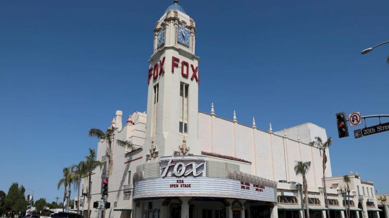 The image shows a historic theater named 